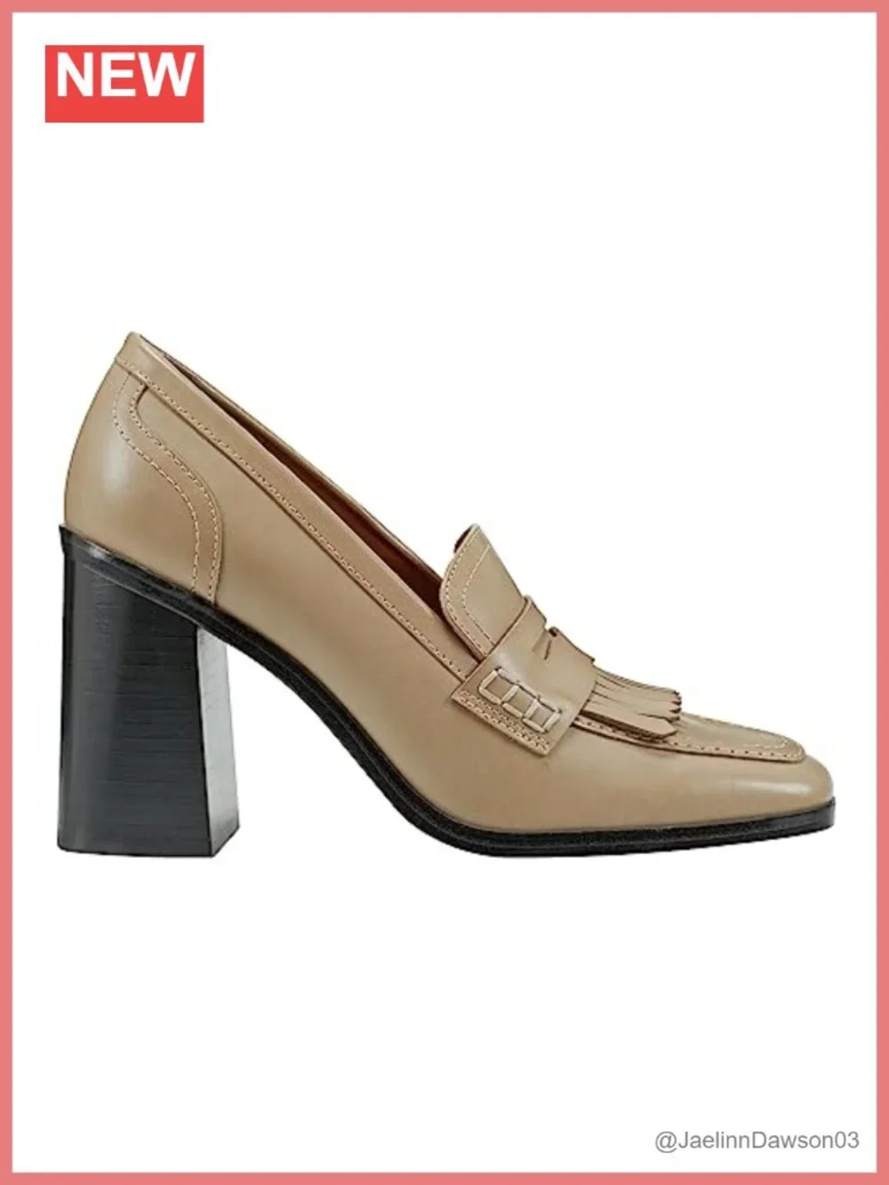 Faux Leather Slip-On Square Toe Tassel Loafers Block Heel 3.27